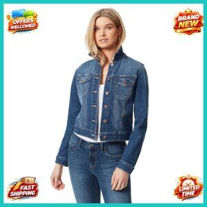 Cropped Denim Jacket Button Front Faded Wash Western Yoke